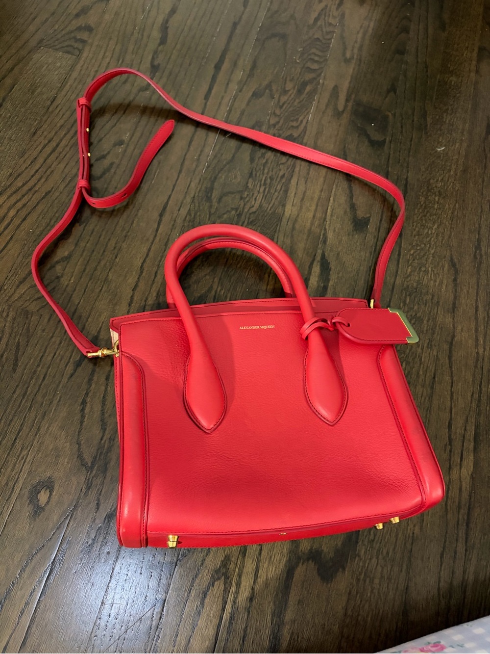 Alexander McQueen Red Leather Top-Handle Crossbody Bag